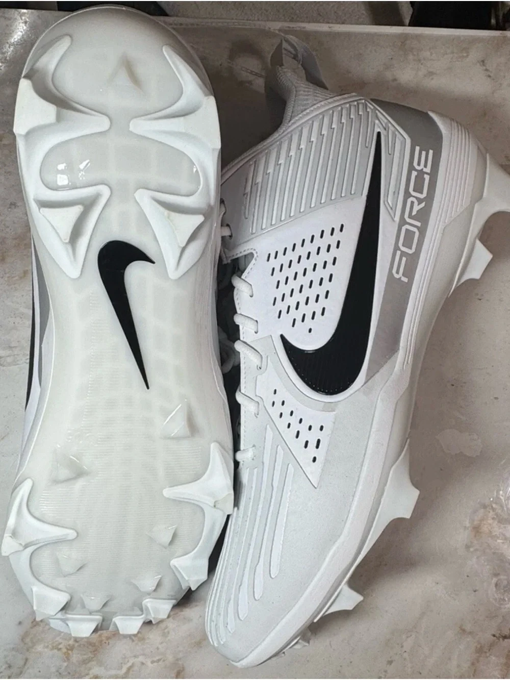 NIKE Force Savage Pro 3 Football Cleats, Men's Shoe Size 18 White DA5453-108